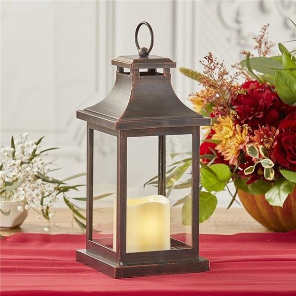 Kate Aspen Kate Aspen 18212CP 11.5 x 5.3 x 5.3 in. Vintage Decorative Copper Hampton Lantern LED 18212CP